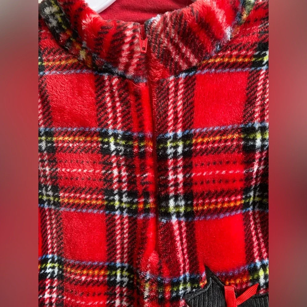 Florence Eiseman toddler girl plaid holiday tunic / sweater / quarter-zip - Picture 3 of 7
